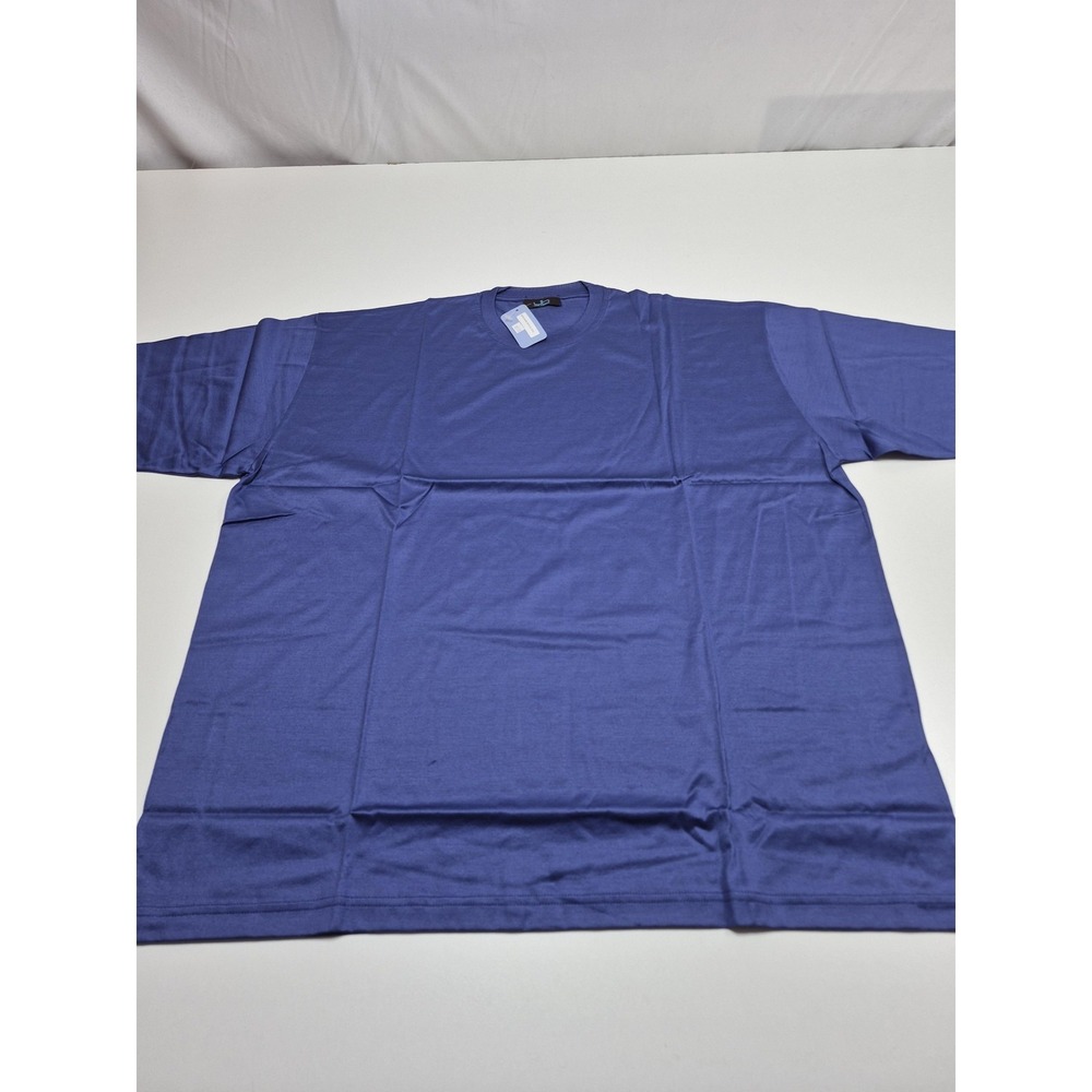 John Bartlett Shirt Mens 2XL Blue Short Sleeve Cotton Crewneck Tee Italy